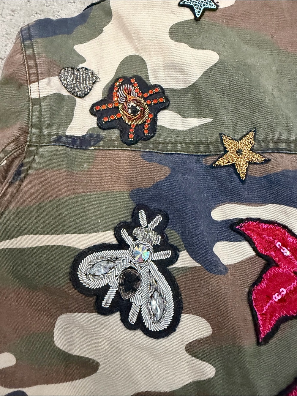 cinq a sept Camo Utility Jacket with Embroidered Patches - Picture 4 of 6